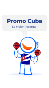 Personaje Cuba con mensaje promo Cuba