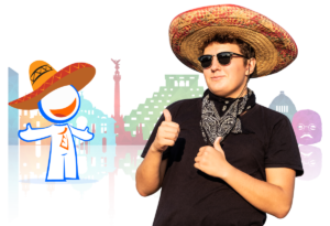 Hombre Mexicano en un lugar turistico mascota RingVoz