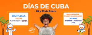 Mujr Cubana feliz con promociones personaje RingVoz Cuba