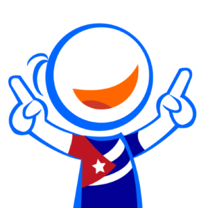 RingVoz Cuba Mascot pointing up