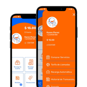 Mobile App Display RingVoz, With the RingVoz Mobile App it's the easy and secure way to instantly make international calls and send mobile recharges and more.