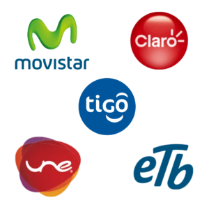 Iconos de Operadores Móviles de Colombia: Movistar, Claro, Tigo, eTb