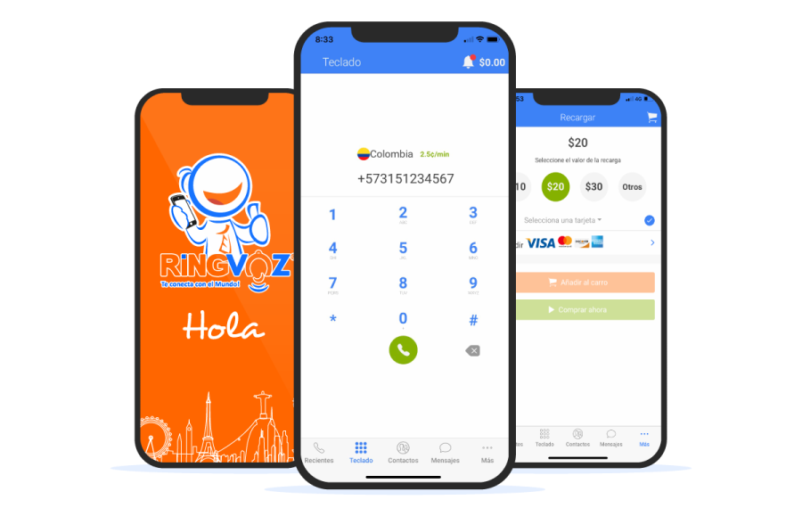 Aplicacion Movil RingVoz llamando a Colombia